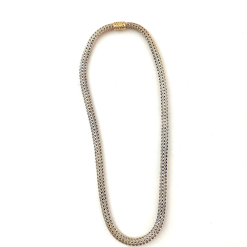John Hardy silver necklace with gold accents.
